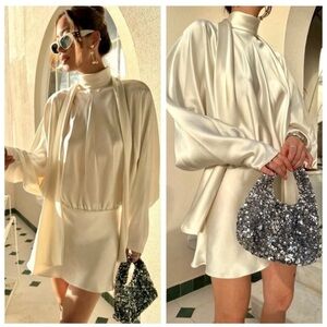 Zara Cream Long Sleeve Dress